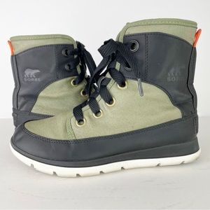 Sorel Explorer 1964 Retro Two Tone Black Green Waterproof Warm Cozy Boots